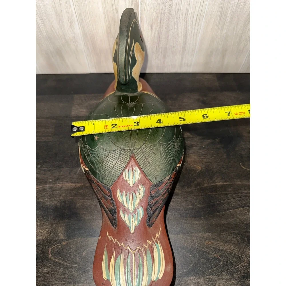Vintage Hand Painted Wooden Wood Duck Decoy Decorative Folk‎ Art Figurine